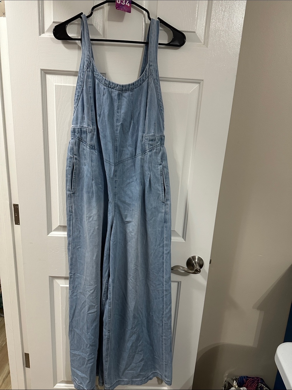 Bluivy Light Wash Denim Wide-Leg Jumpsuit